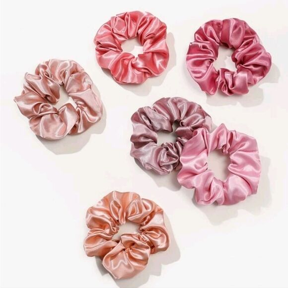 Pink Satin Scrunchies- 12 - Picture 1 of 3